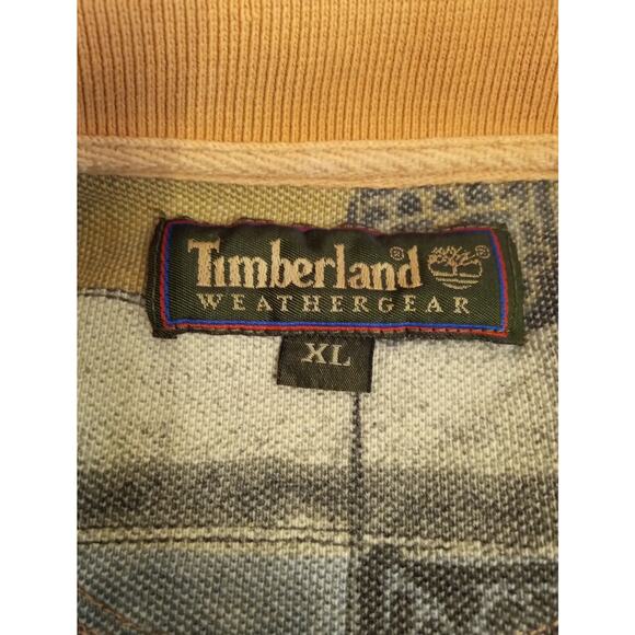 VTG 90s Timberland Mens Faded Check Pattern Heavyweight Knit Collared Polo SZ XL - Picture 4 of 8